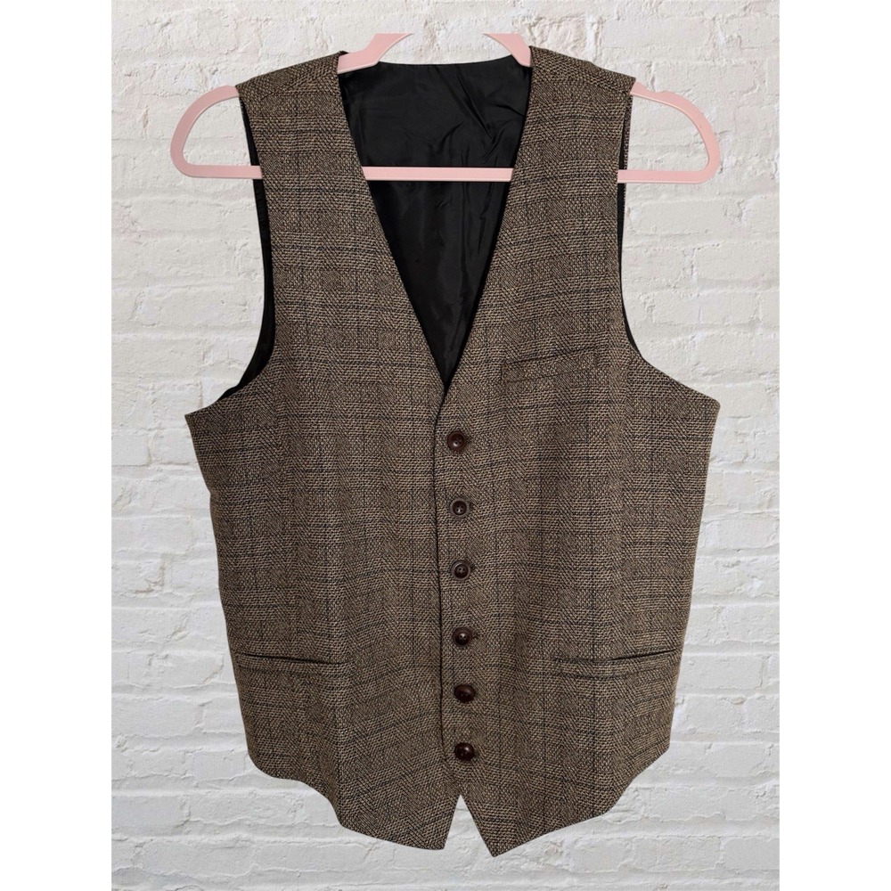 Mens Voboom M Vest Tweed Slim Fit Formal Lined Single Breasted 6 Button